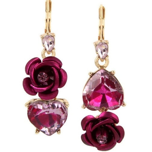 Betsey Johnson Jewelry - Betsey Johnson IN LOVE MISMATCH EARRINGS PINK